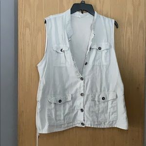 White Button Down Vest